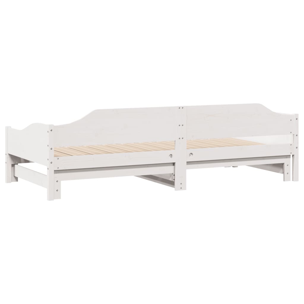 Sofá-cama com gavetão 90x200 cm madeira de pinho maciça branco