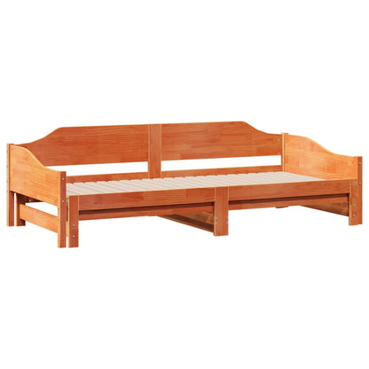 Sofá-cama com gavetão 90x200 cm madeira de pinho castanho cera