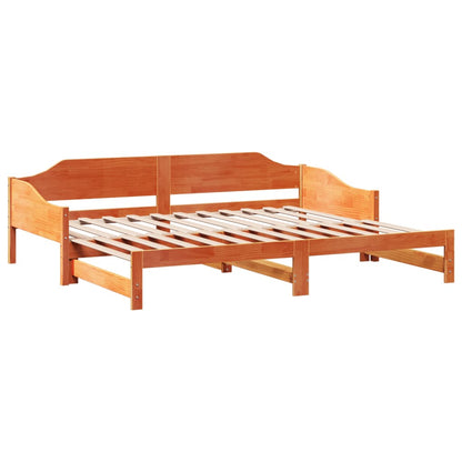 Sofá-cama com gavetão 90x200 cm madeira de pinho castanho cera