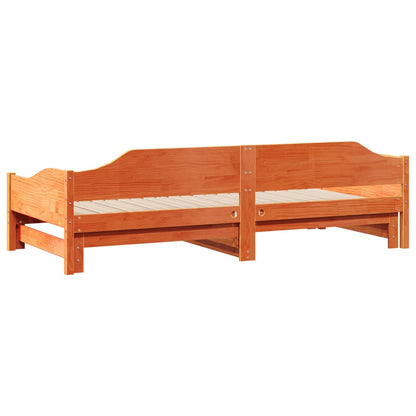 Sofá-cama com gavetão 90x200 cm madeira de pinho castanho cera