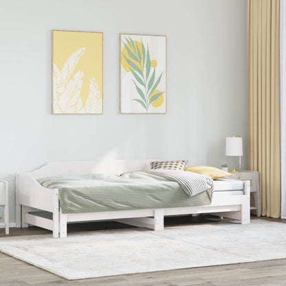 Sofá-cama com gavetão 90x190 cm madeira de pinho maciça branco