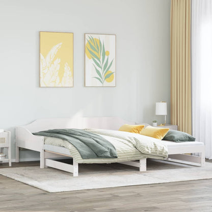 Sofá-cama com gavetão 90x190 cm madeira de pinho maciça branco