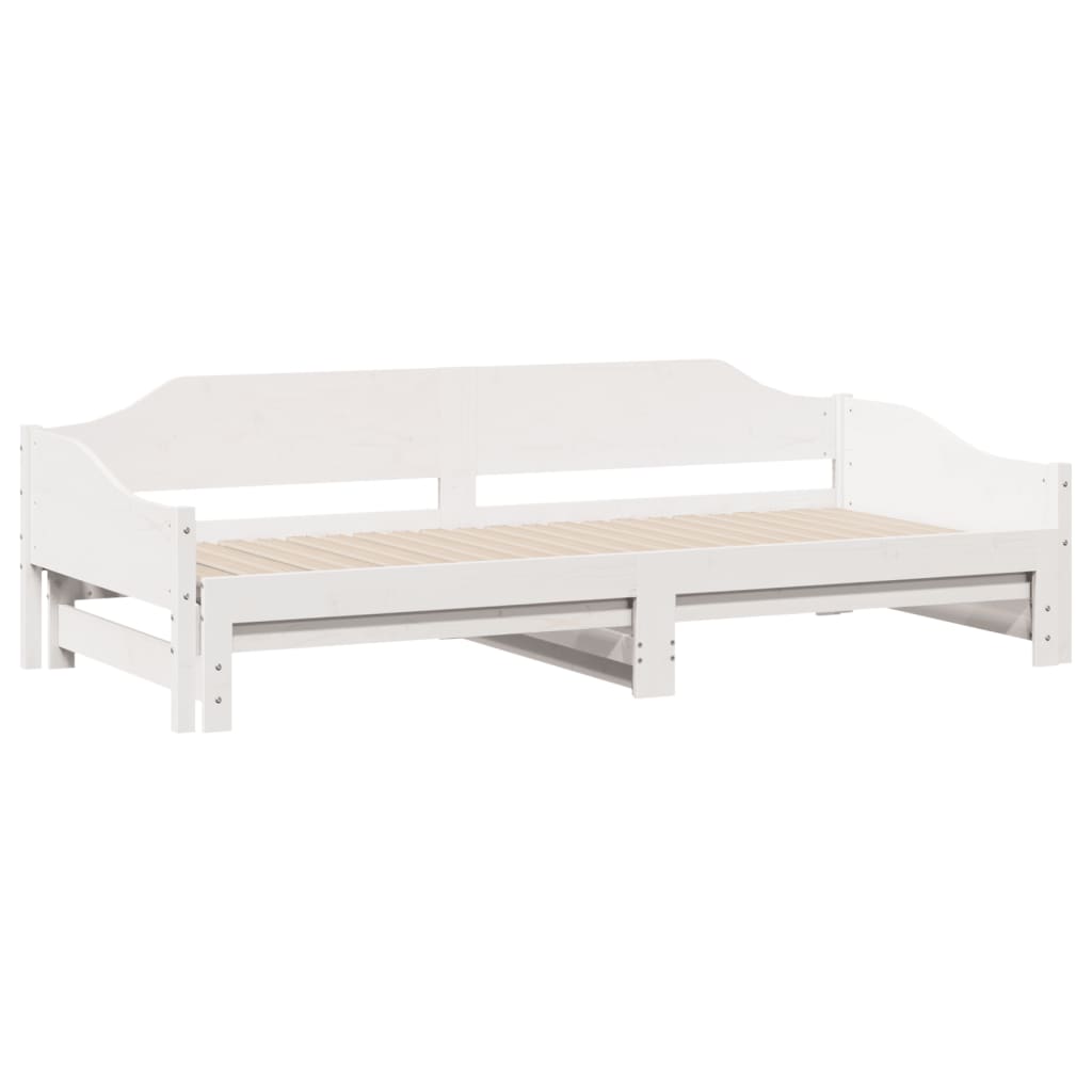 Sofá-cama com gavetão 90x190 cm madeira de pinho maciça branco