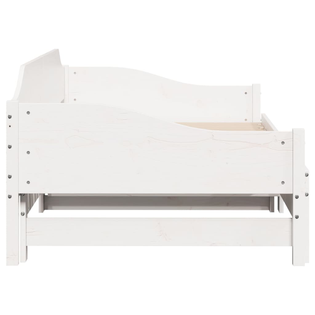 Sofá-cama com gavetão 90x190 cm madeira de pinho maciça branco