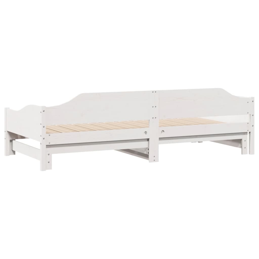 Sofá-cama com gavetão 90x190 cm madeira de pinho maciça branco