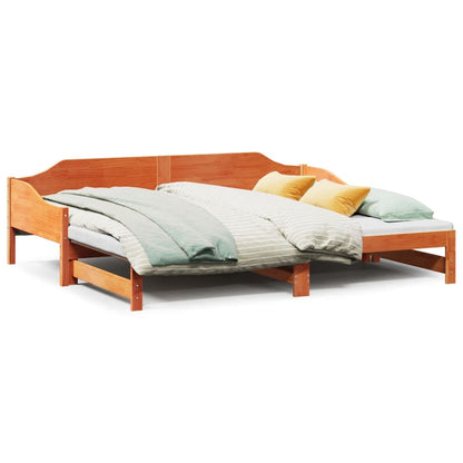 Sofá-cama com gavetão 90x190 cm madeira de pinho castanho cera