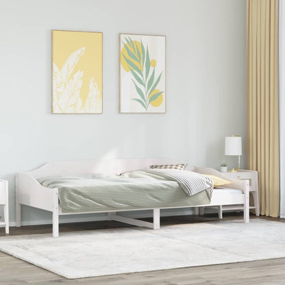 Estrutura de cama sem colchão 80x200 cm pinho maciço branco