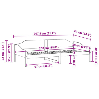 Cama sem colchão 80x200 cm pinho maciço castanho-mel