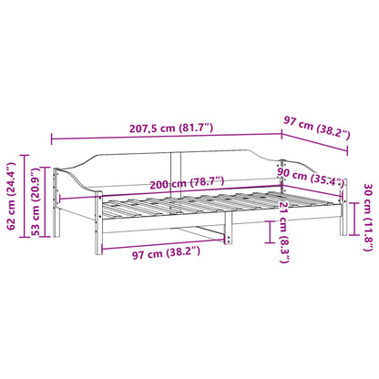 Cama sem colchão 90x200 cm pinho maciço castanho-mel