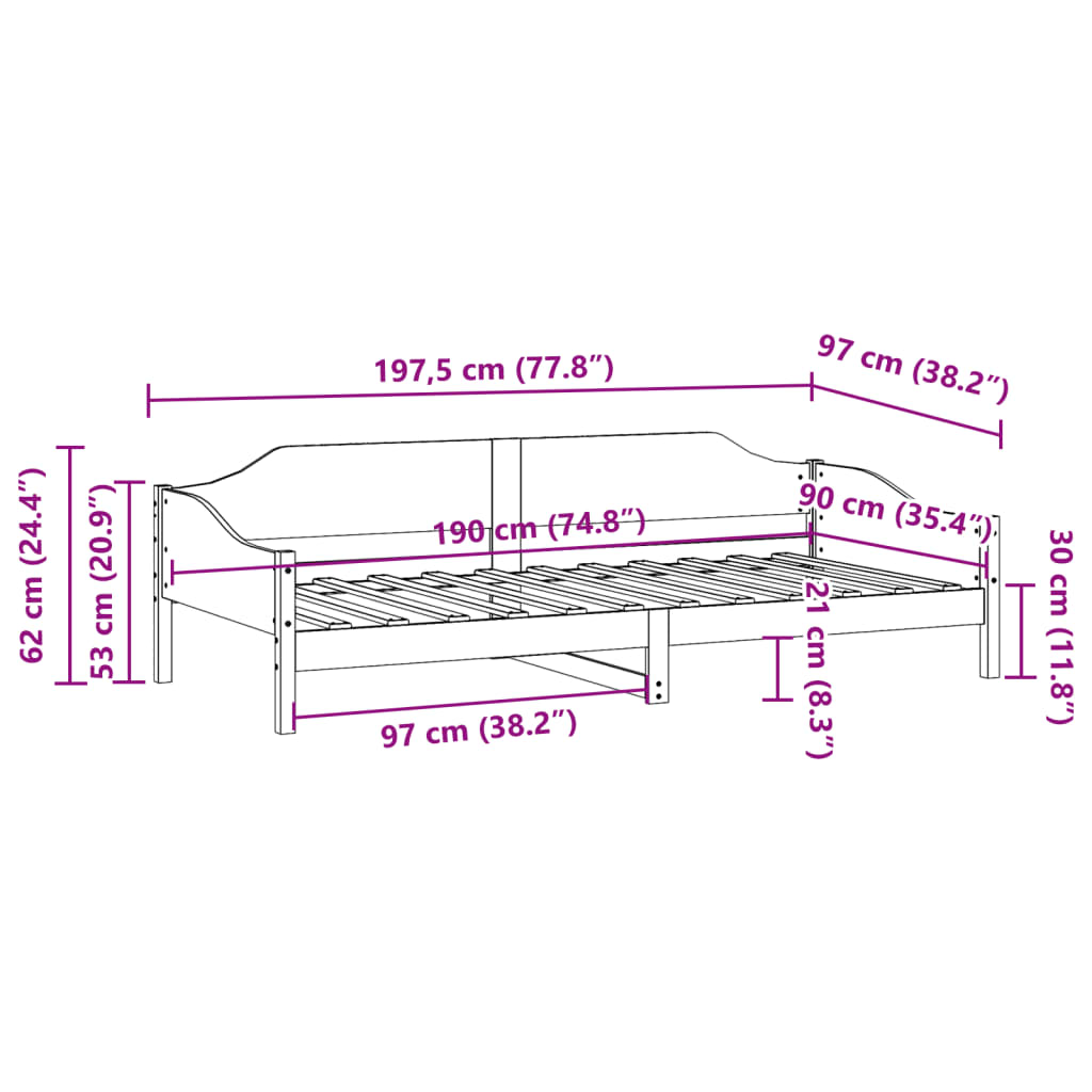 Cama sem colchão 90x190 cm madeira de pinho maciça castanho-mel