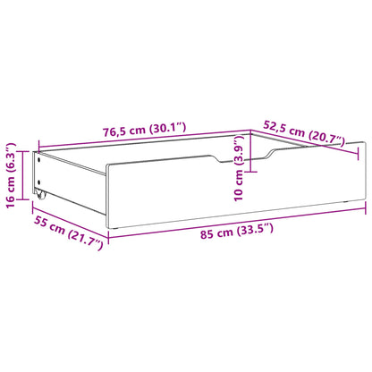 Gavetas para cama 2 pcs 85x55x16 cm pinho maciço branco