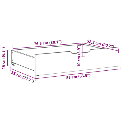 Gavetas para cama 2 pcs 85x55x16 cm pinho maciço castanho-mel