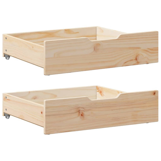 Gavetas para cama com rodas 2 pcs 75x55x16 cm pinho maciço