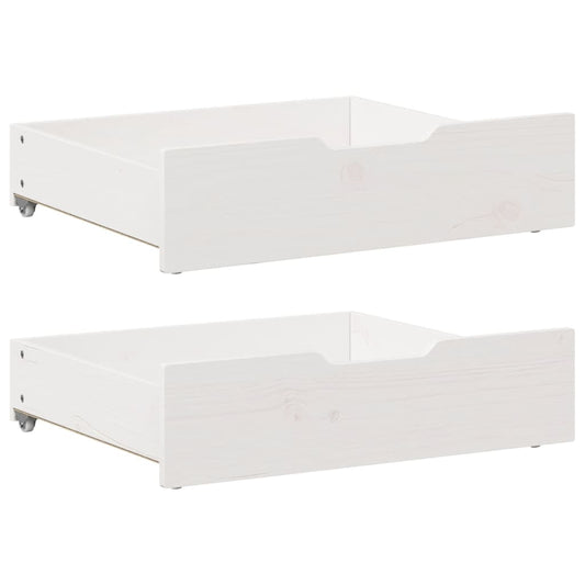 Gavetas para cama 2 pcs 75x55x16 cm pinho maciço branco