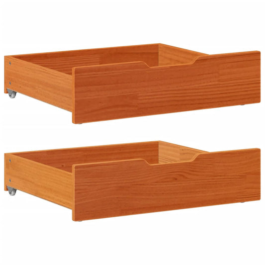 Gavetas para cama 2 pcs 65x55x16 cm pinho maciço castanho-mel