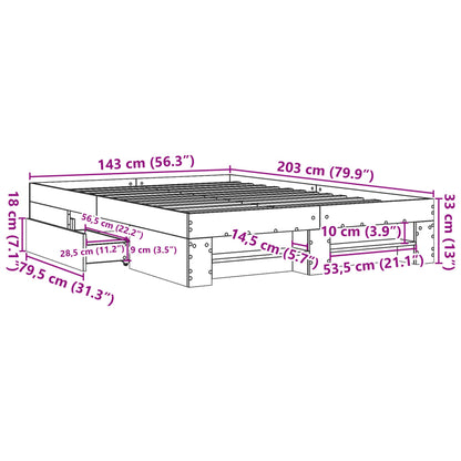 Estrutura de cama 140x200 cm derivados de madeira cinza sonoma