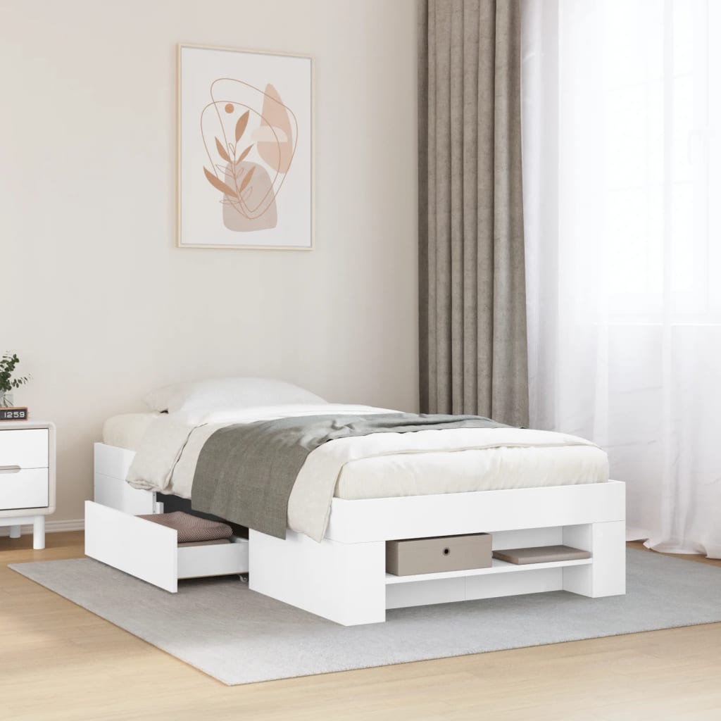 Estrutura de cama 100x200 cm derivados de madeira branco