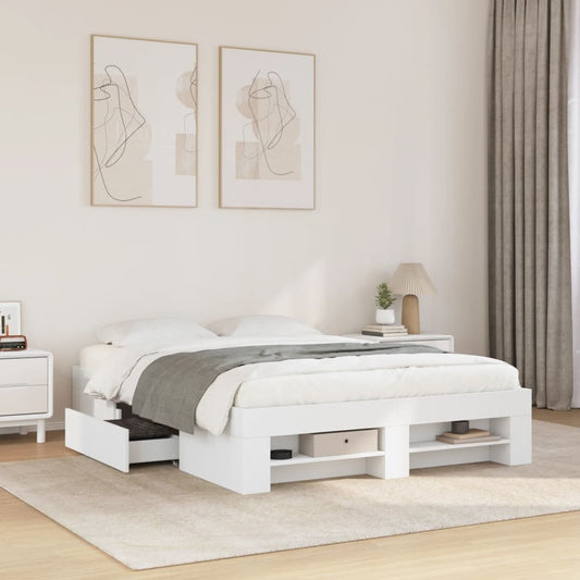 Estrutura de cama 140x190 cm derivados de madeira branco