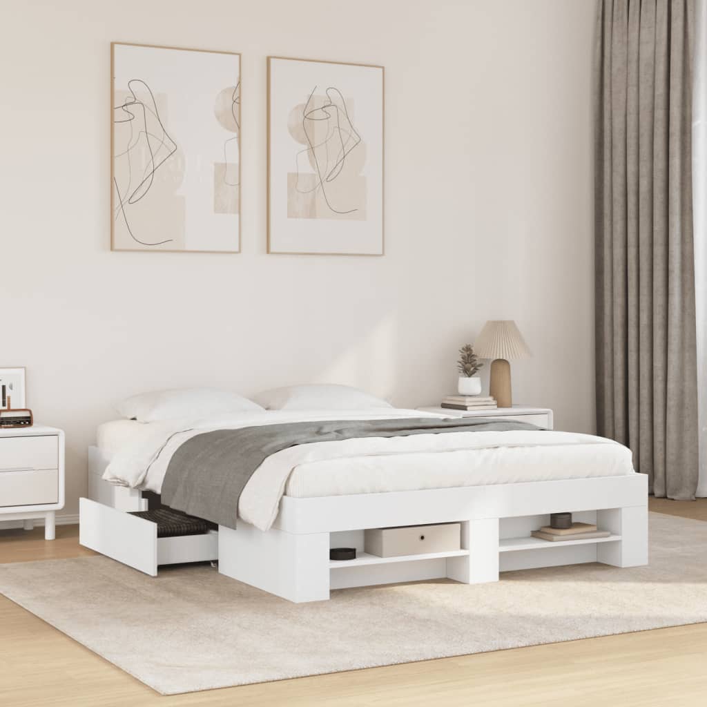 Estrutura de cama 120x190 cm derivados de madeira branco