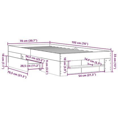 Estrutura de cama 75x190 cm derivados de madeira cinza cimento