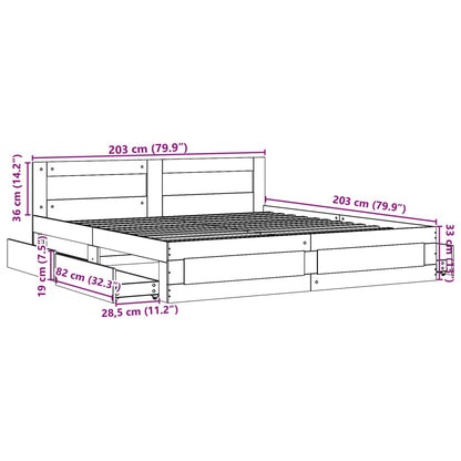 Estrutura cama c/ cabeceira sem colchão 200x200 cm preto