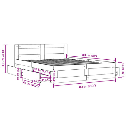 Estrutura de cama c/ cabeceira sem colchão 160x200 cm branco