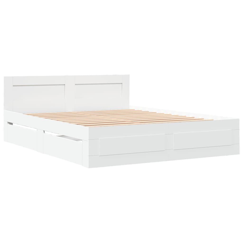 Estrutura cama c/ cabeceira 150x200 cm derivados madeira branco