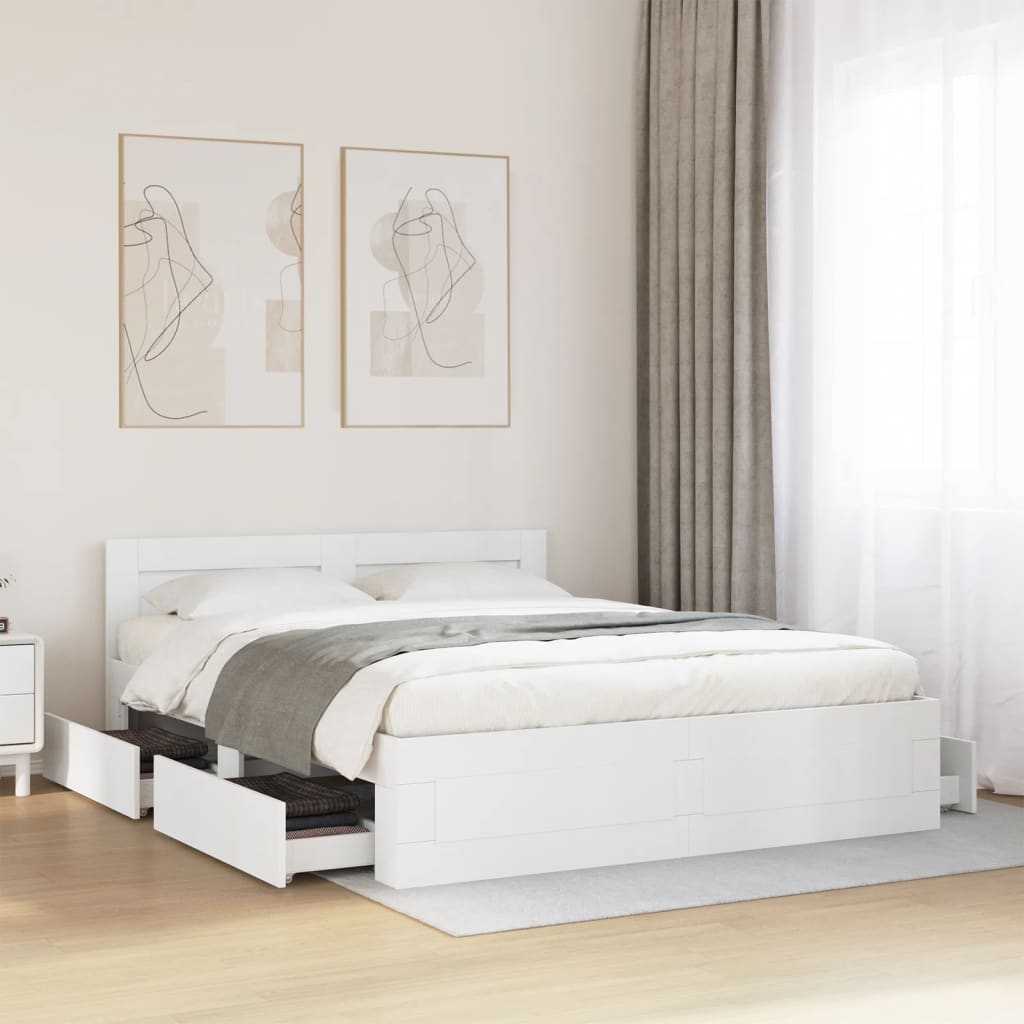 Estrutura cama c/ cabeceira 150x200 cm derivados madeira branco