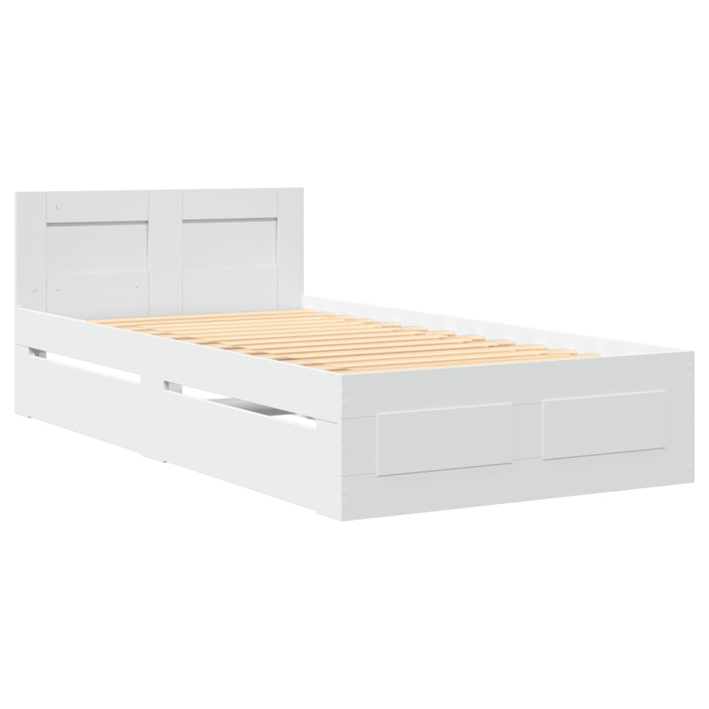 Estrutura cama cabeceira 75x190 cm derivados de madeira branco