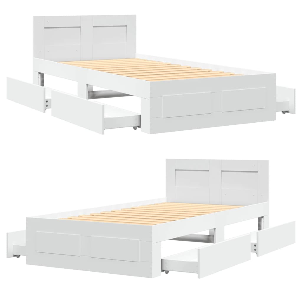 Estrutura cama cabeceira 75x190 cm derivados de madeira branco