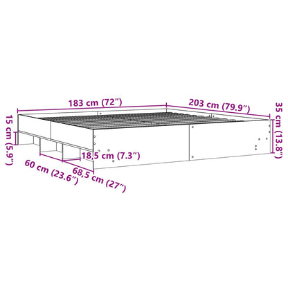 Estrutura de cama 180x200 cm derivados de madeira cinza cimento