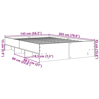 Estrutura de cama 140x200 cm derivados de madeira cinza sonoma