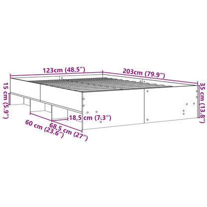 Estrutura de cama 120x200 cm derivados de madeira cinza sonoma