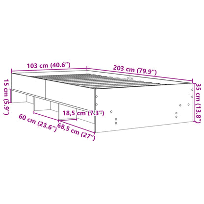 Estrutura cama 100x200 cm derivados de madeira cinzento sonoma