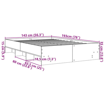 Estrutura de cama 140x190 cm derivados de madeira cinza cimento