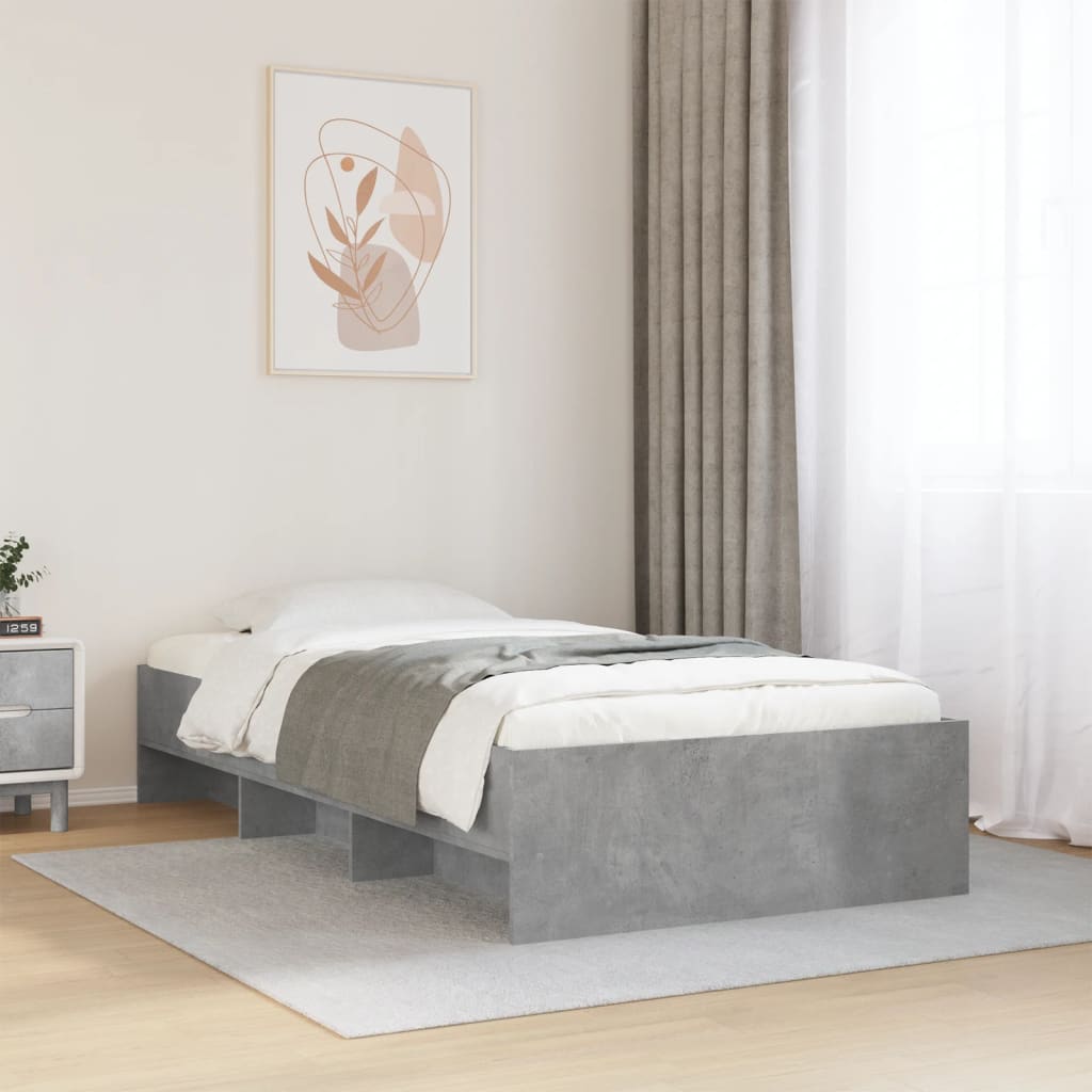 Estrutura de cama 90x190 cm derivados de madeira cinza cimento