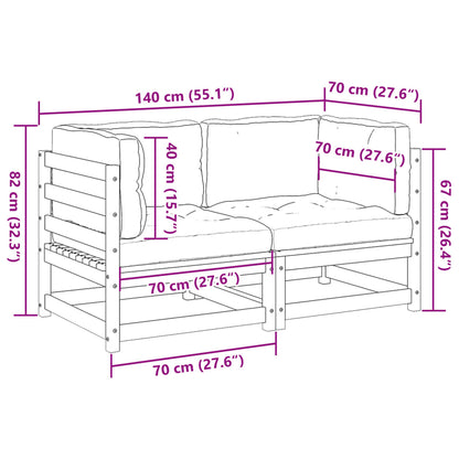 2 pcs conj. sofás jardim c/ almofadões madeira abeto-de-douglas