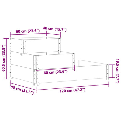 Canteiro elevado de 3 níveis 120x80 cm pinho maciço castanho