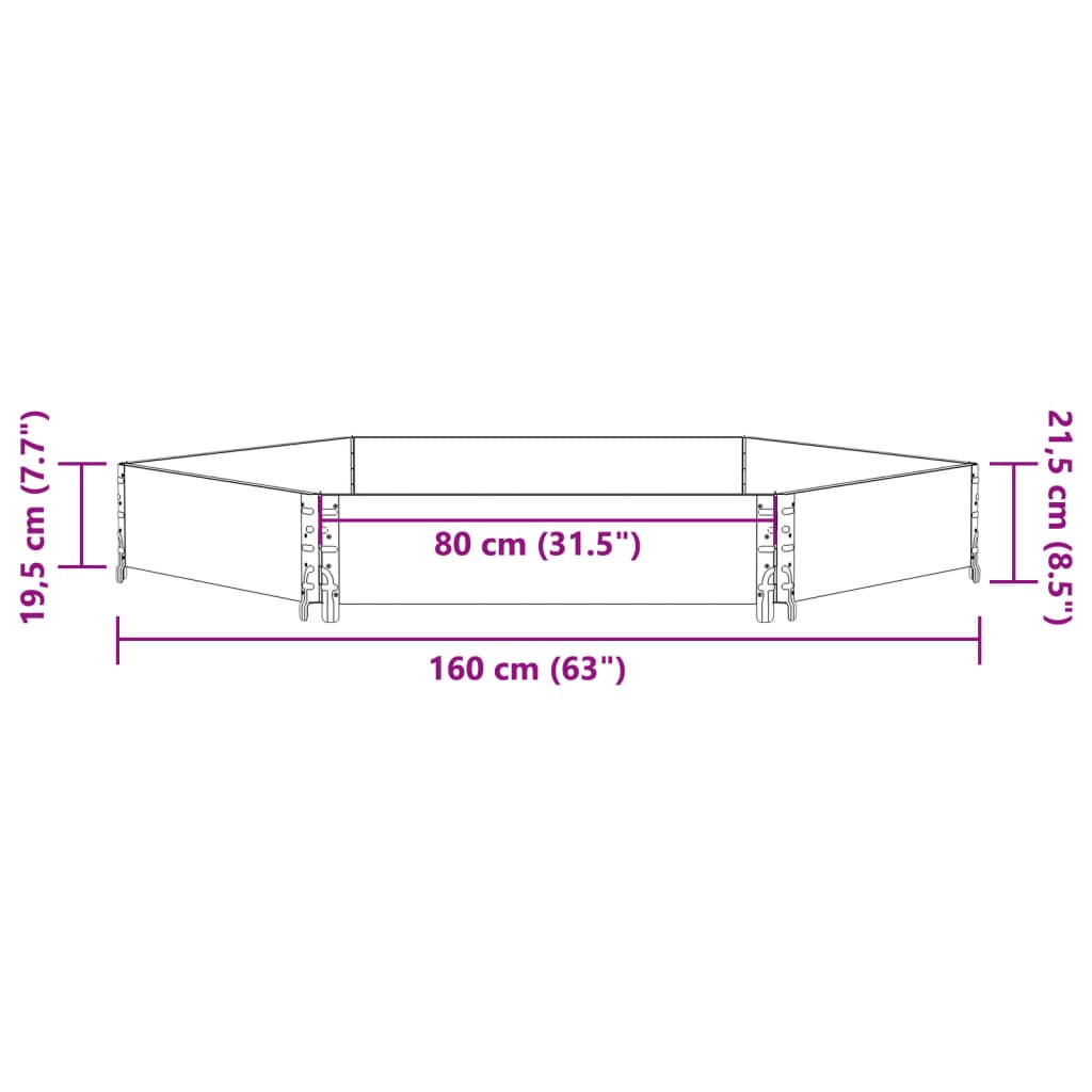 Canteiro elevado hexagonal 160x160 cm pinho maciço cinzento