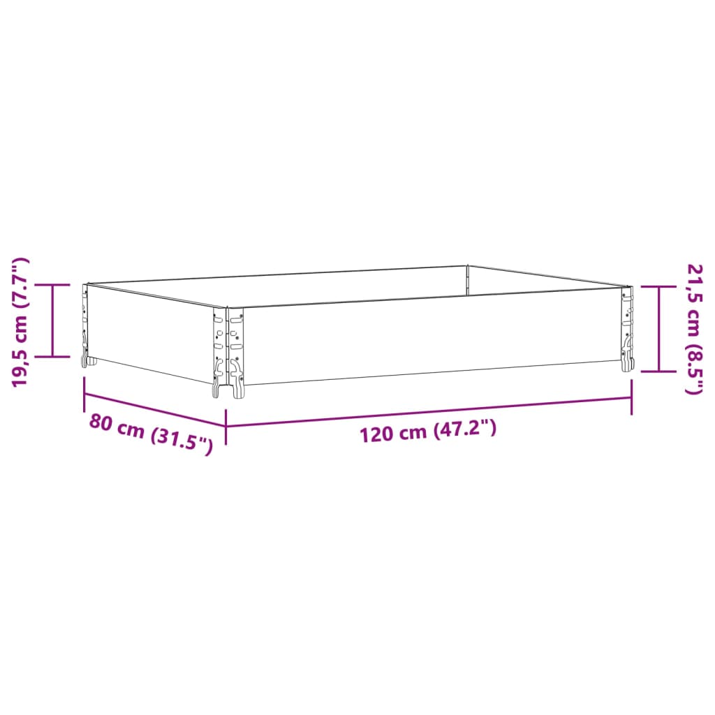 Vaso/floreira para jardim 120x80 cm pinho maciço cinzento