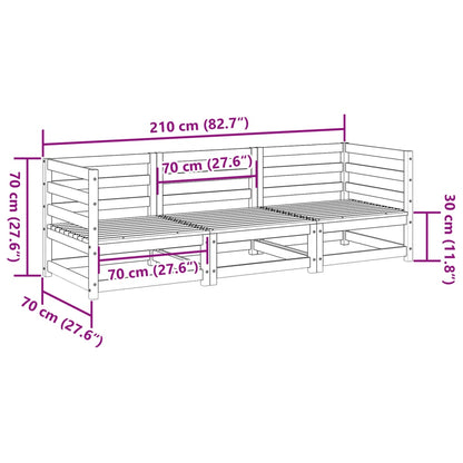 3 pcs conjunto sofás de jardim madeira de pinho maciça