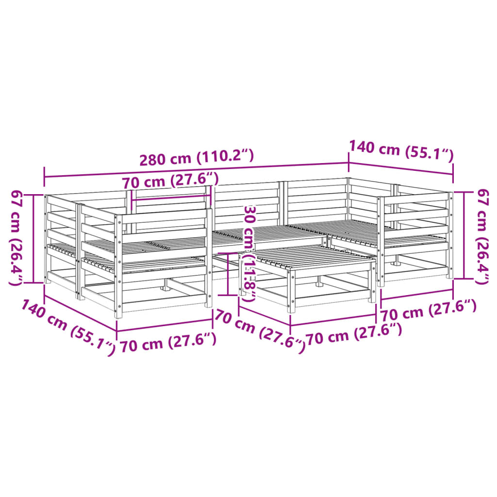 7 pcs conjunto sofás jardim madeira abeto-de-douglas