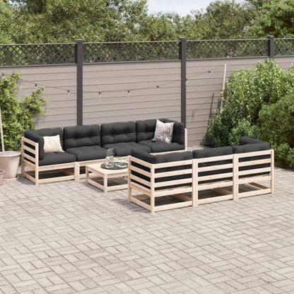 8 pcs conjunto sofás de jardim pinho maciço