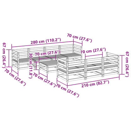 8 pcs conjunto sofás de jardim pinho maciço