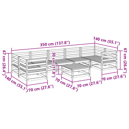 8 pcs conjunto sofás de jardim pinho maciço