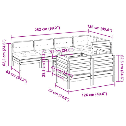 8pcs conj. sofás jardim c/ almofadões pinho maciço castanho mel