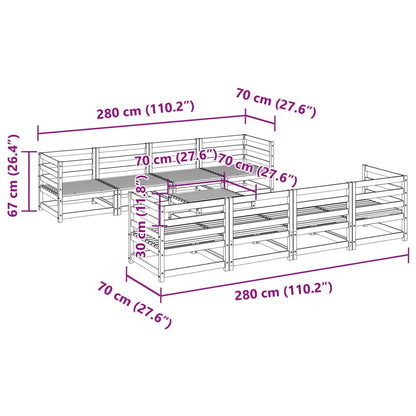 9 pcs conjunto sofás de jardim madeira de pinho maciço