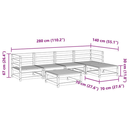 6 pcs conjunto sofás de jardim madeira de pinho maciça