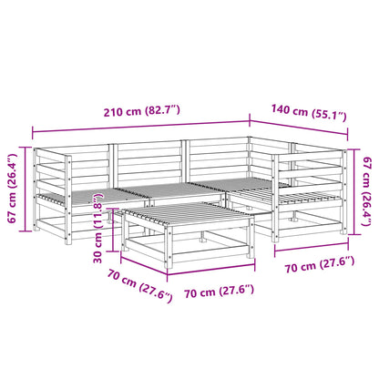 5 pcs conjunto de sofás para jardim madeira de pinho maciça