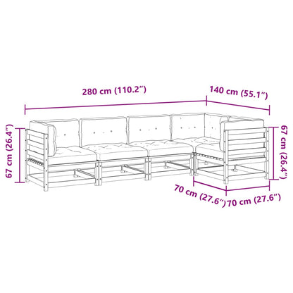 5 pcs conjunto sofás de jardim c/ almofadões pinho impregnado